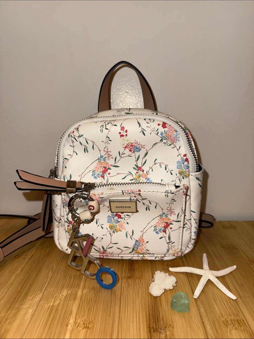 Ford White Floral Mini Backpack with Pastel Bloom Print